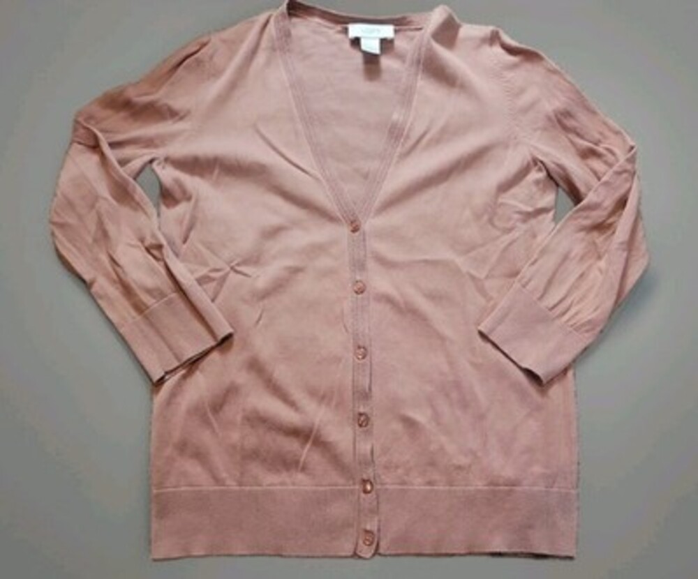 Women’s LOFT Brown Cardigan Lightweight 3/4 Sleeve Button Size Medium